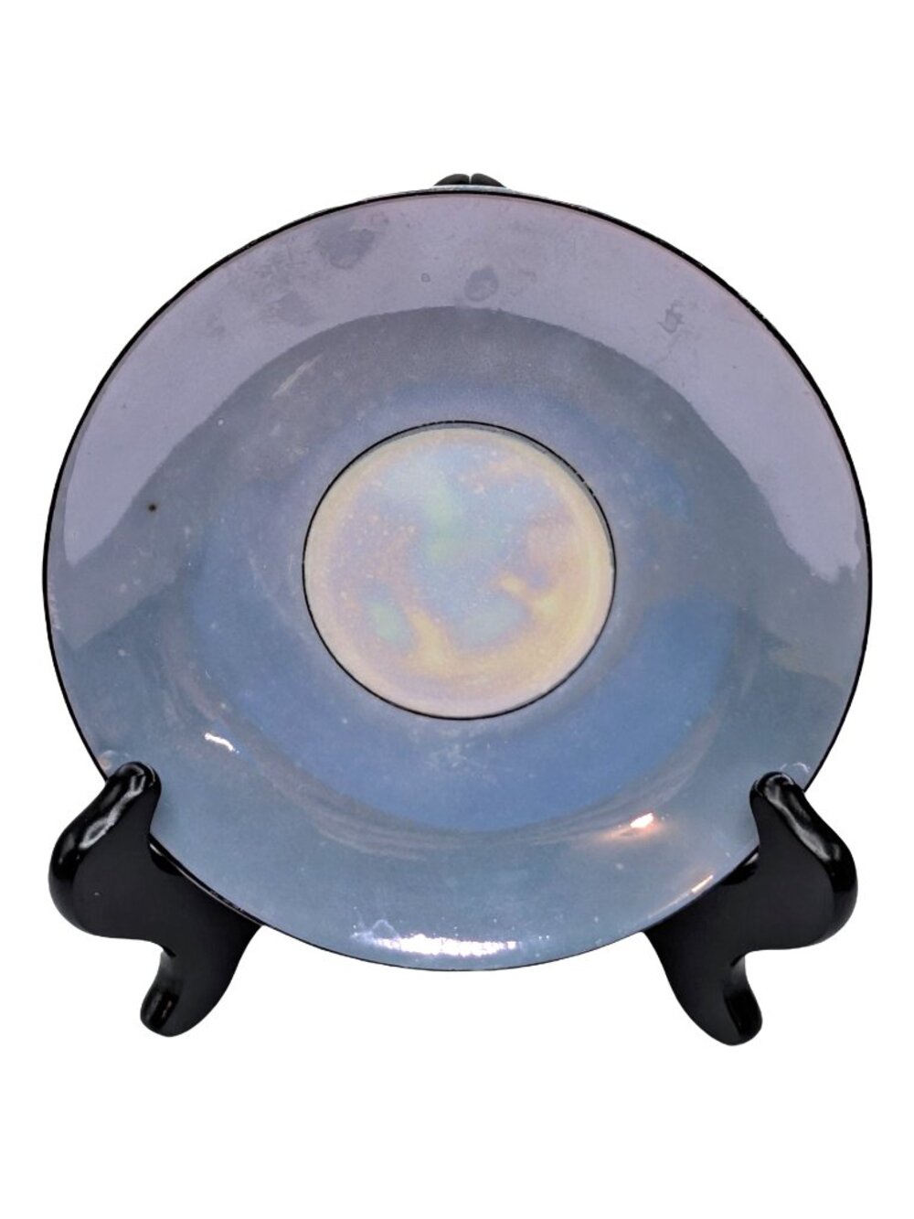 Vtg MCM Bavarian Saucer Iridescent Blue Lusterwear Art Deco 5.75" Porcelain